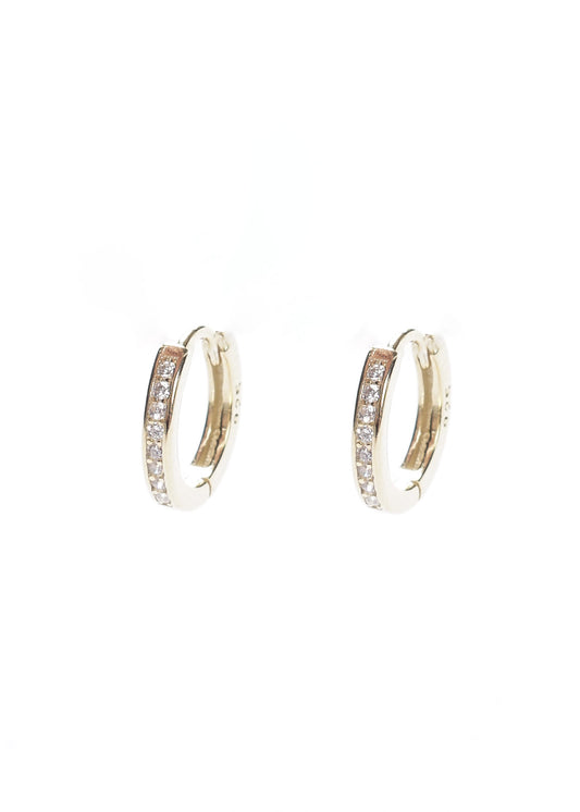 Caravanas aros huggies 11mm zirconias Plata 925 & Baño de oro 18k