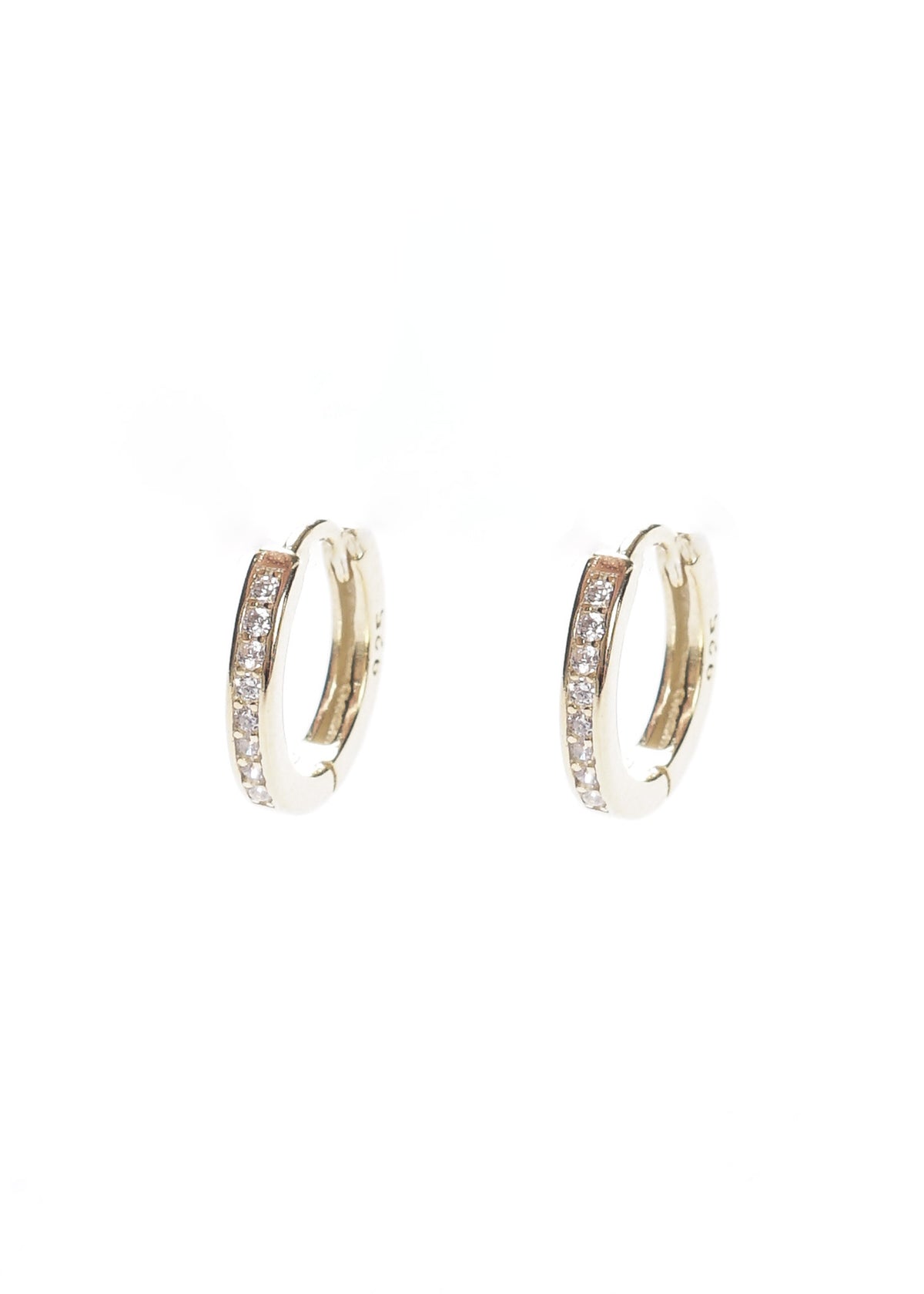 Caravanas aros huggies 10mm zirconias Plata 925 & Baño de oro 18k