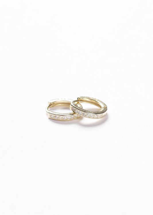 Caravanas aros huggies 10mm zirconias Plata 925 & Baño de oro 18k