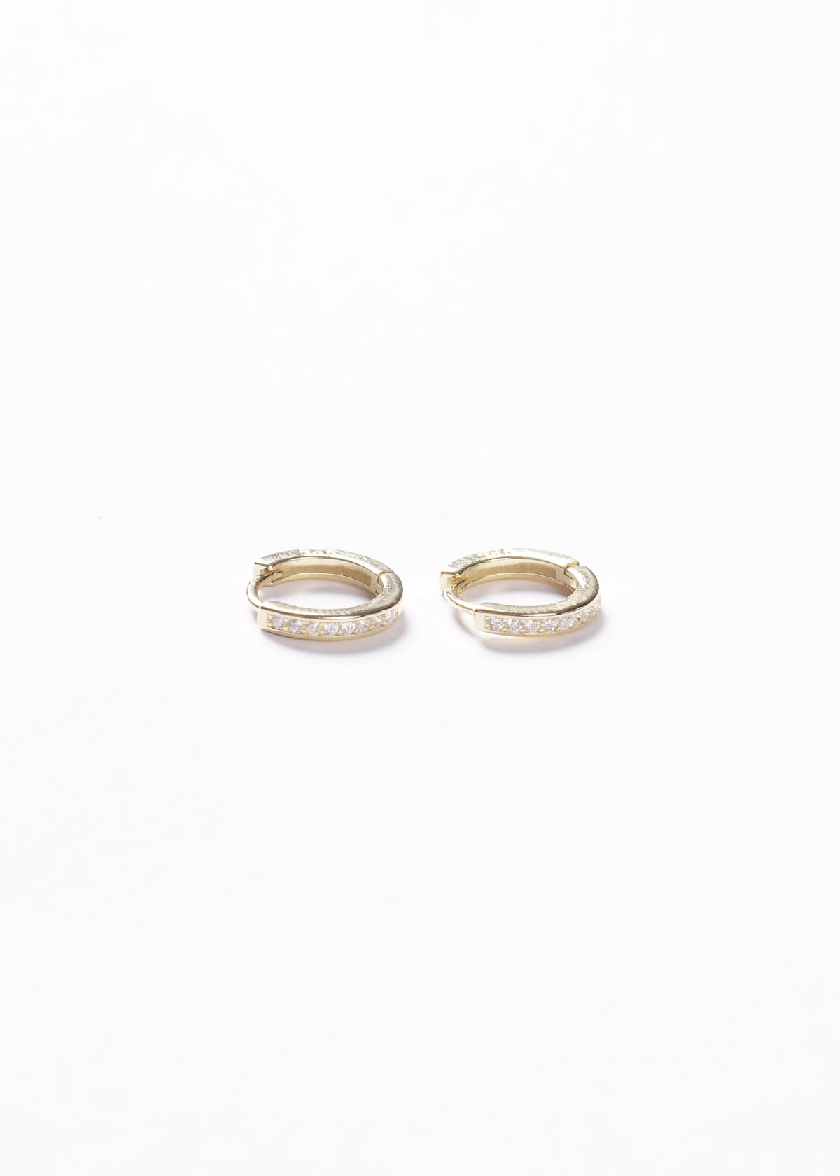 Caravanas aros huggies 10mm zirconias Plata 925 & Baño de oro 18k