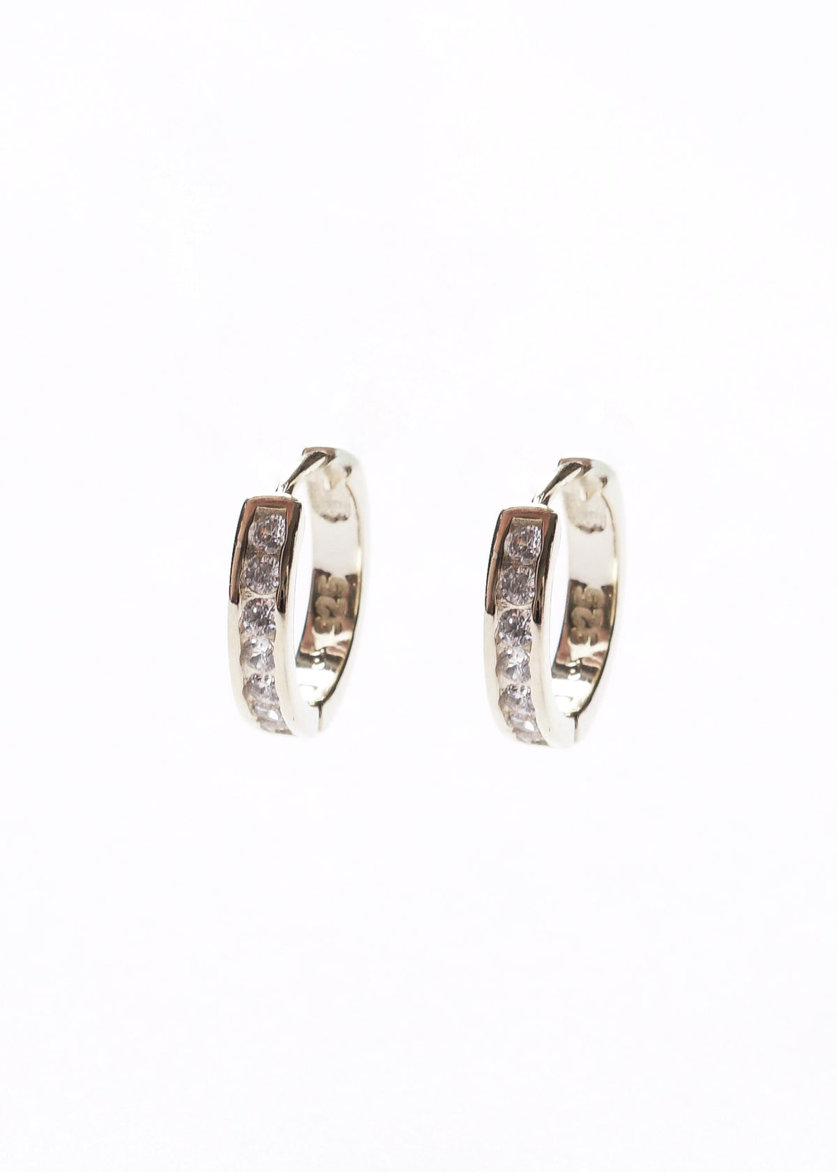 Caravanas aros huggies 12mm zirconias Plata 925 & Baño de oro 18k