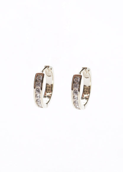 Caravanas aros huggies 12mm zirconias Plata 925 & Baño de oro 18k