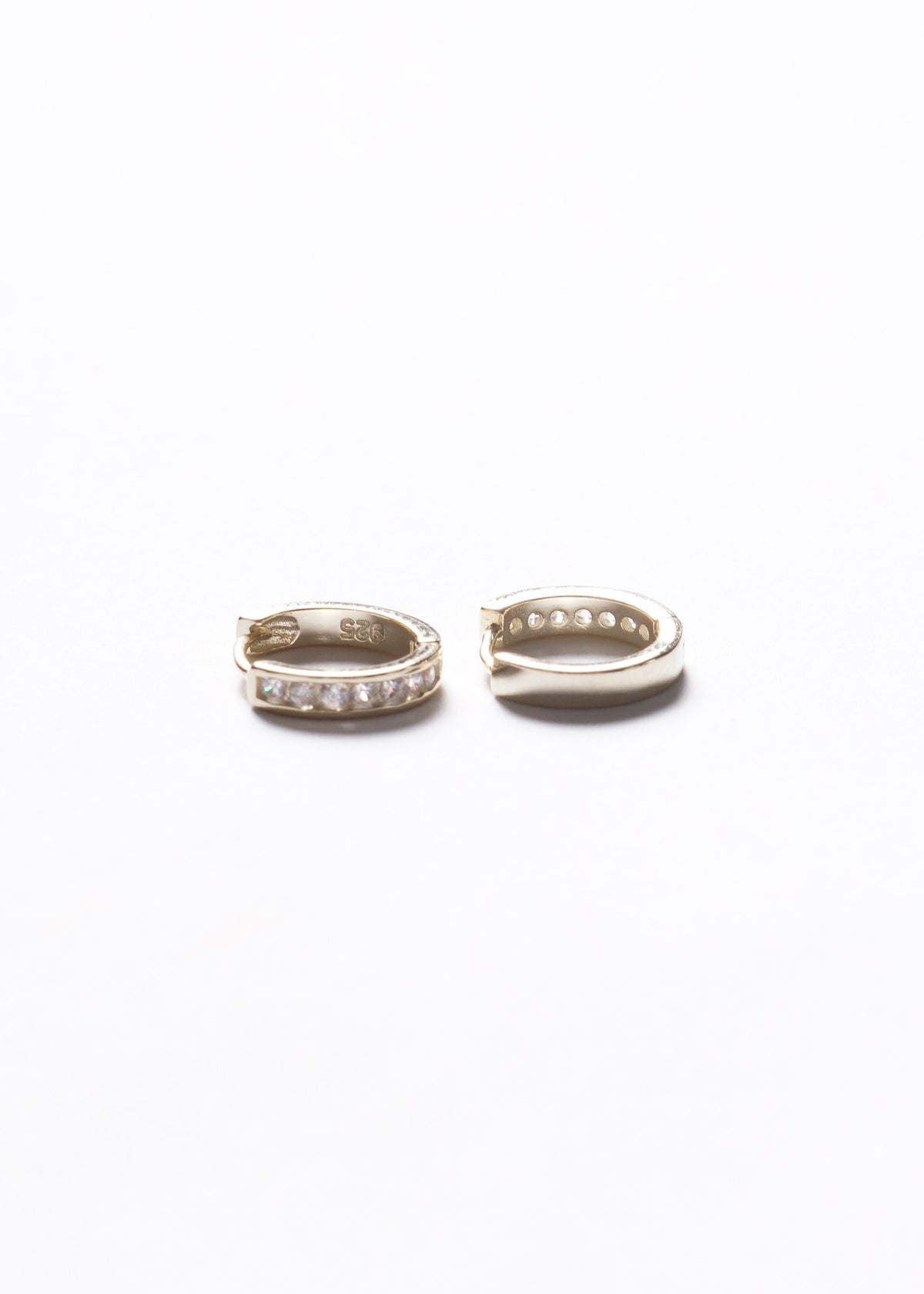 Caravanas aros huggies 12mm zirconias Plata 925 & Baño de oro 18k