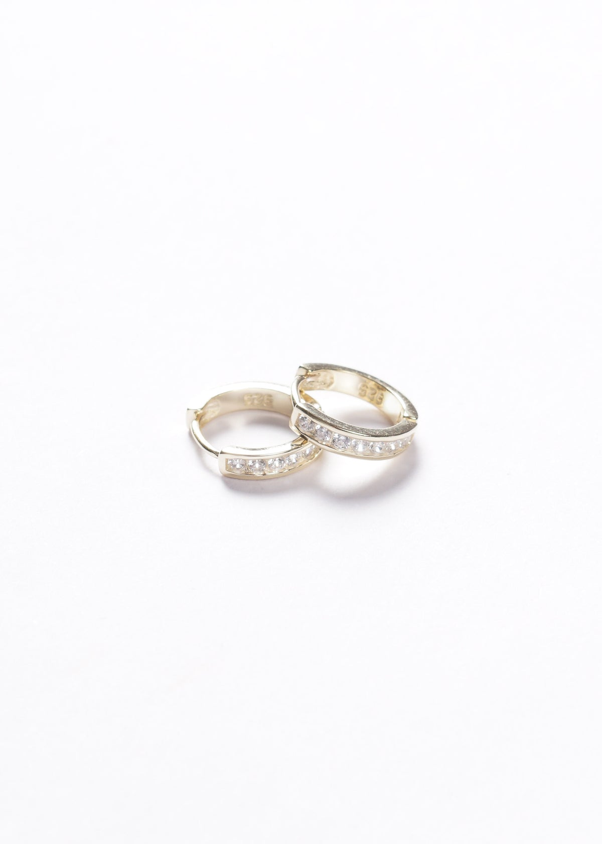 Caravanas aros huggies 12mm zirconias Plata 925 & Baño de oro 18k