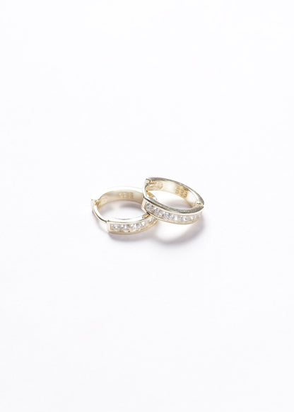Caravanas aros huggies 12mm zirconias Plata 925 & Baño de oro 18k