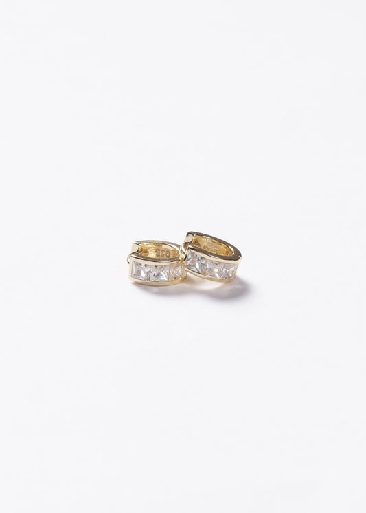 Caravanas aros mini huggies anchos 9mm Plata 925 & Baño de oro 18k