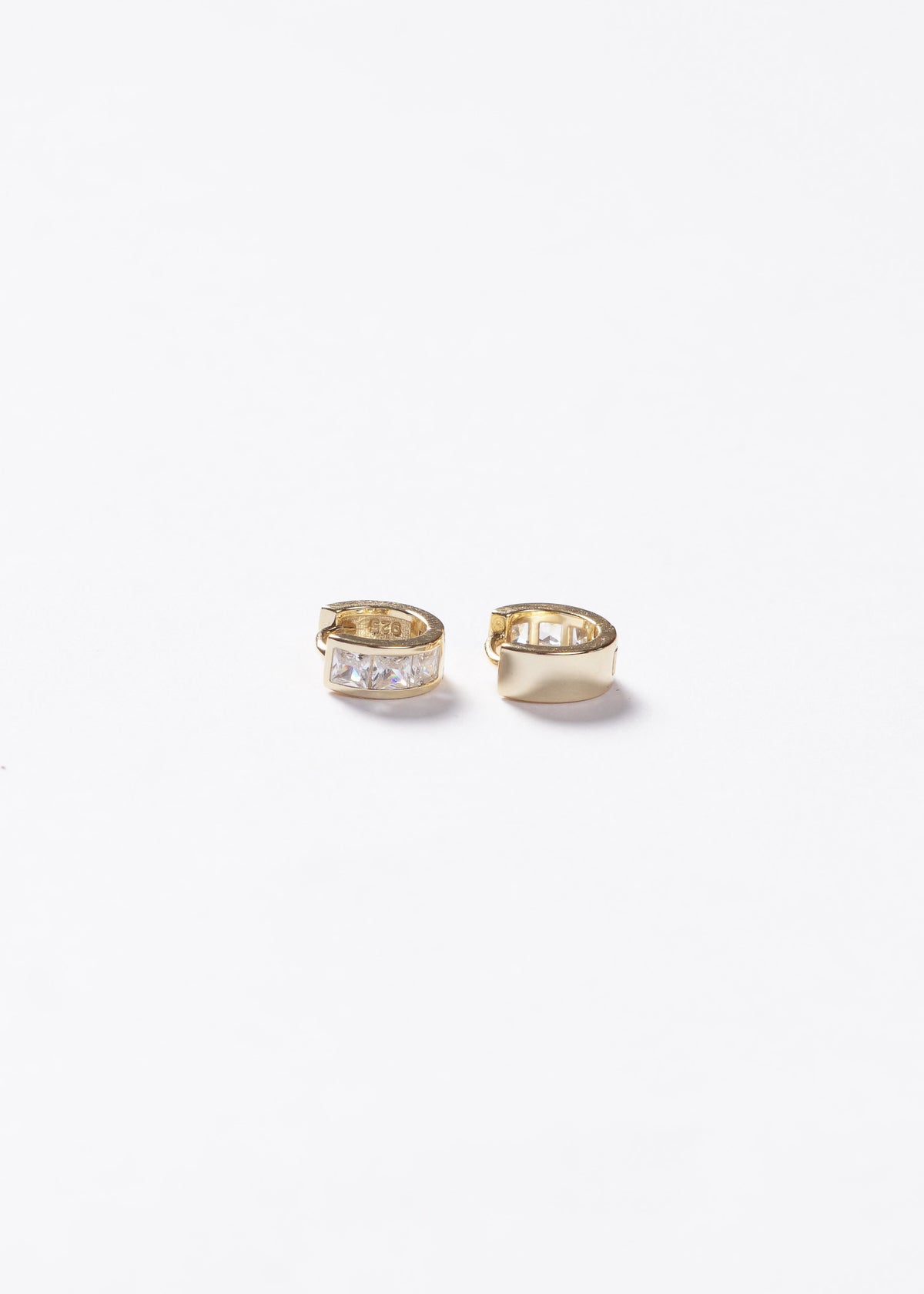 Caravanas aros mini huggies anchos 9mm Plata 925 & Baño de oro 18k