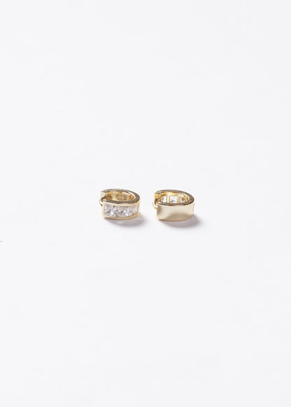 Caravanas aros mini huggies anchos 9mm Plata 925 & Baño de oro 18k