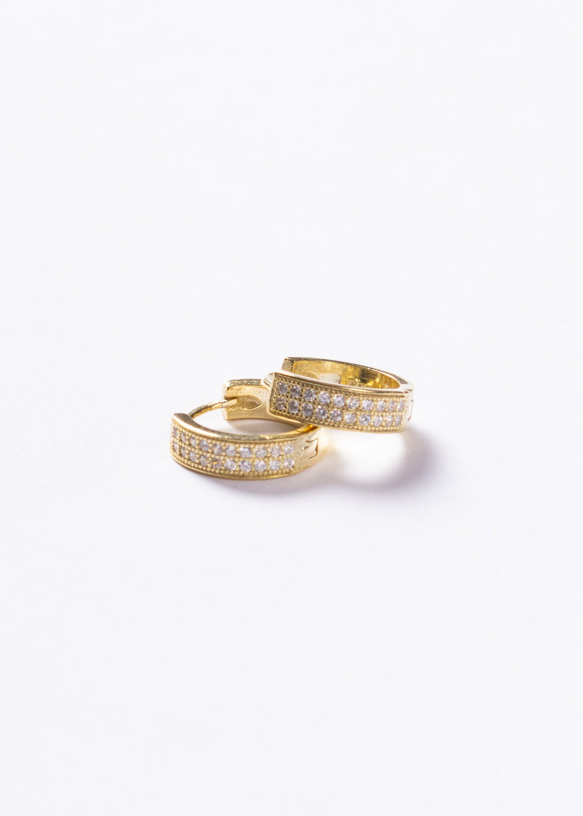 Caravanas aros huggies doble carril Plata 925 & Baño de oro 18k