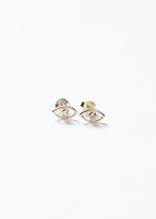 Caravanas mini ojo turco Plata 925 & Baño de oro 18k