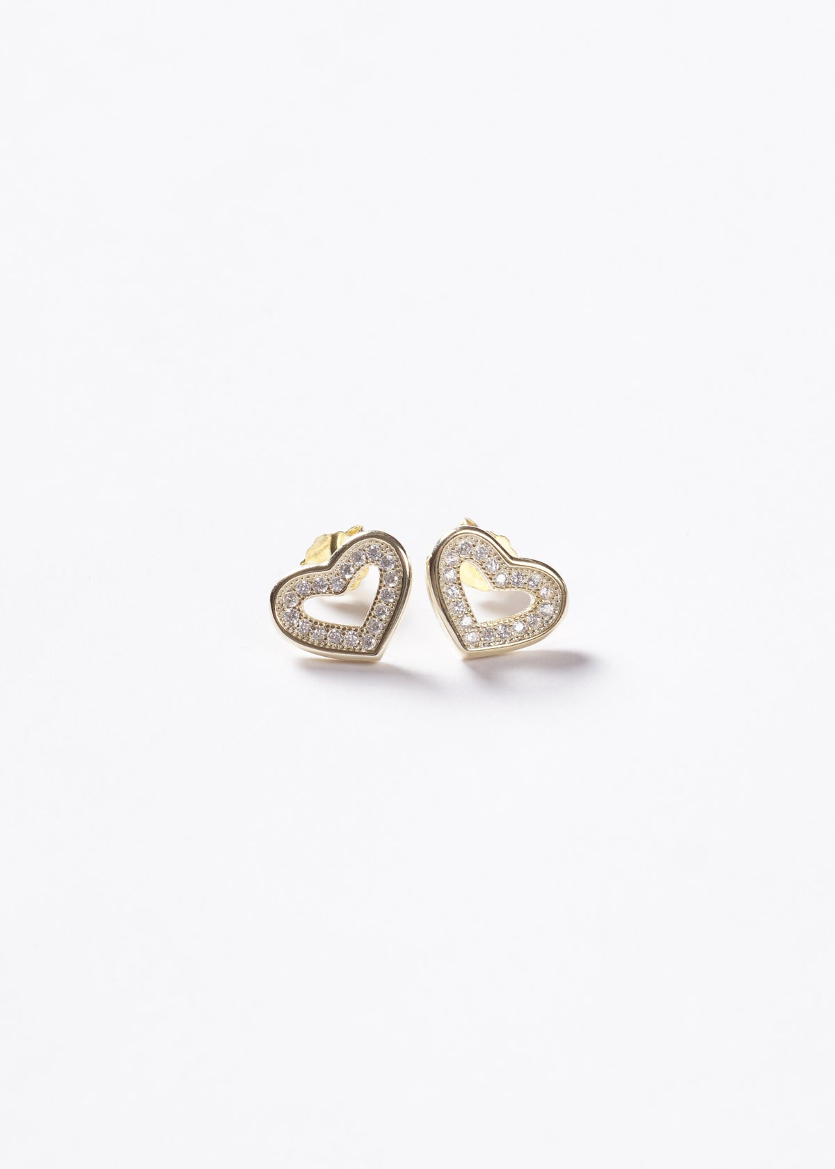 Caravanas Corazón Zirconias Plata 925 & Baño de oro 18k