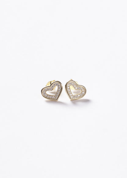 Caravanas Corazón Zirconias Plata 925 & Baño de oro 18k