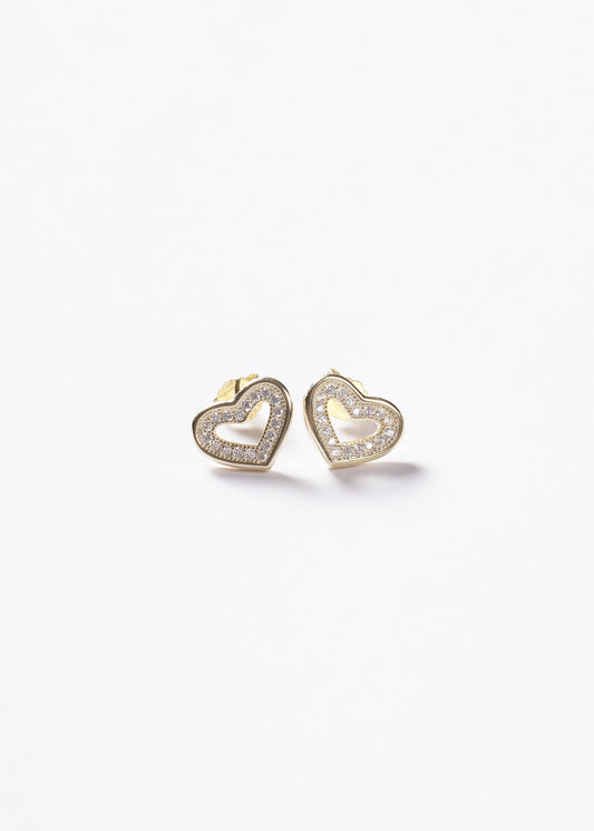 Caravanas Corazón Zirconias Plata 925 & Baño de oro 18k