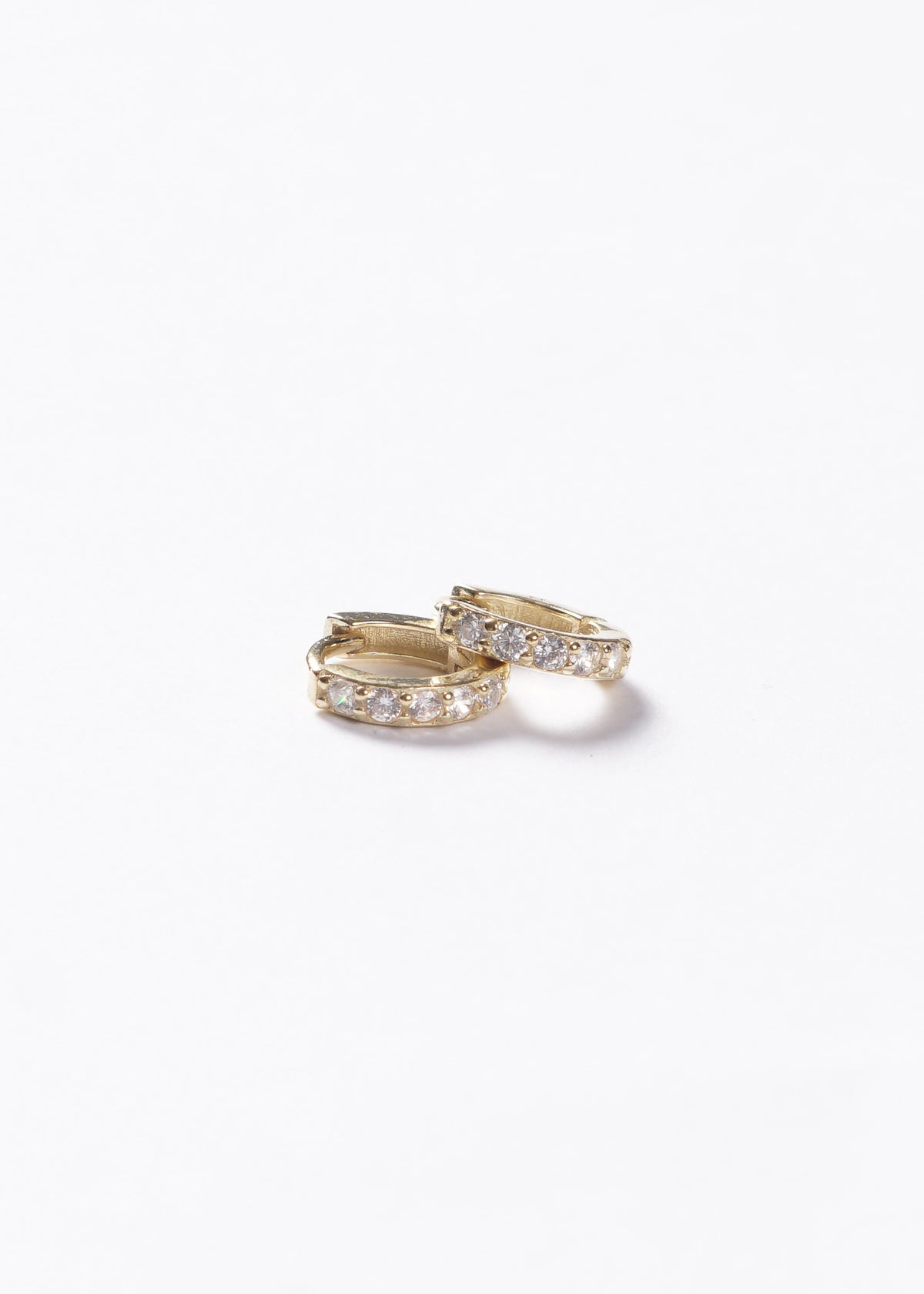Caravanas aros mini huggies zirconias 10mm Plata 925 & Baño de oro 18k