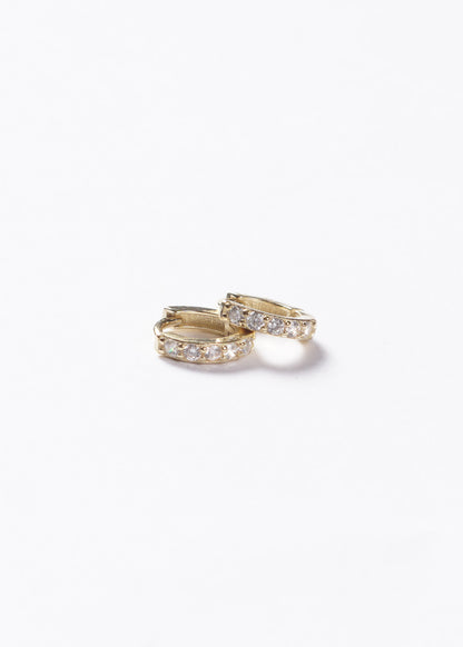 Caravanas aros mini huggies zirconias 10mm Plata 925 & Baño de oro 18k