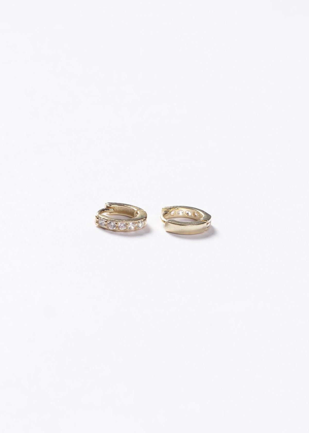 Caravanas aros mini huggies zirconias 10mm Plata 925 & Baño de oro 18k