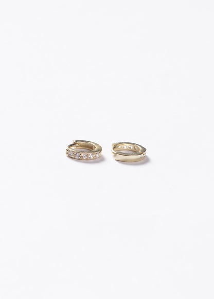 Caravanas aros mini huggies zirconias 10mm Plata 925 & Baño de oro 18k