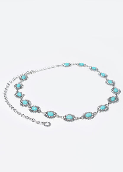 Cinto metálico flores con piedra