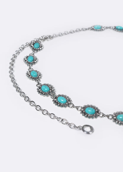 Cinto metálico flores con piedra