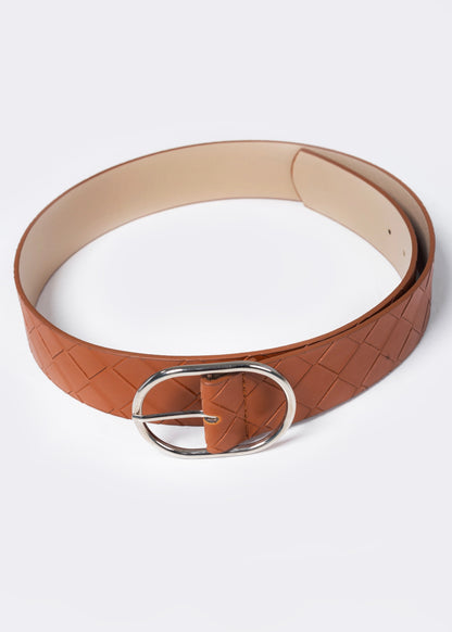 Cinto a cuadros hebilla ovalada