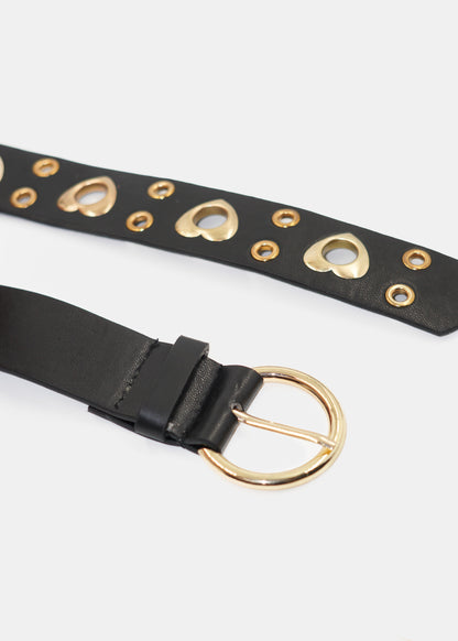 Cinto ojales de corazón con hebilla redonda