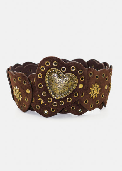 Cinto country texano de corazones con apliques