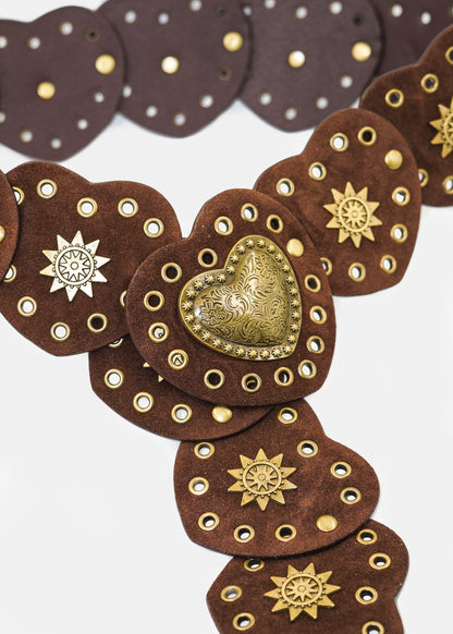 Cinto country texano de corazones con apliques