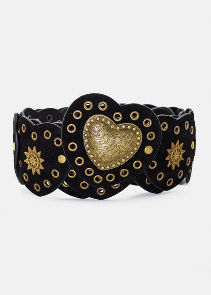 Cinto country texano de corazones con apliques