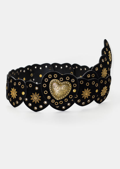 Cinto country texano de corazones con apliques