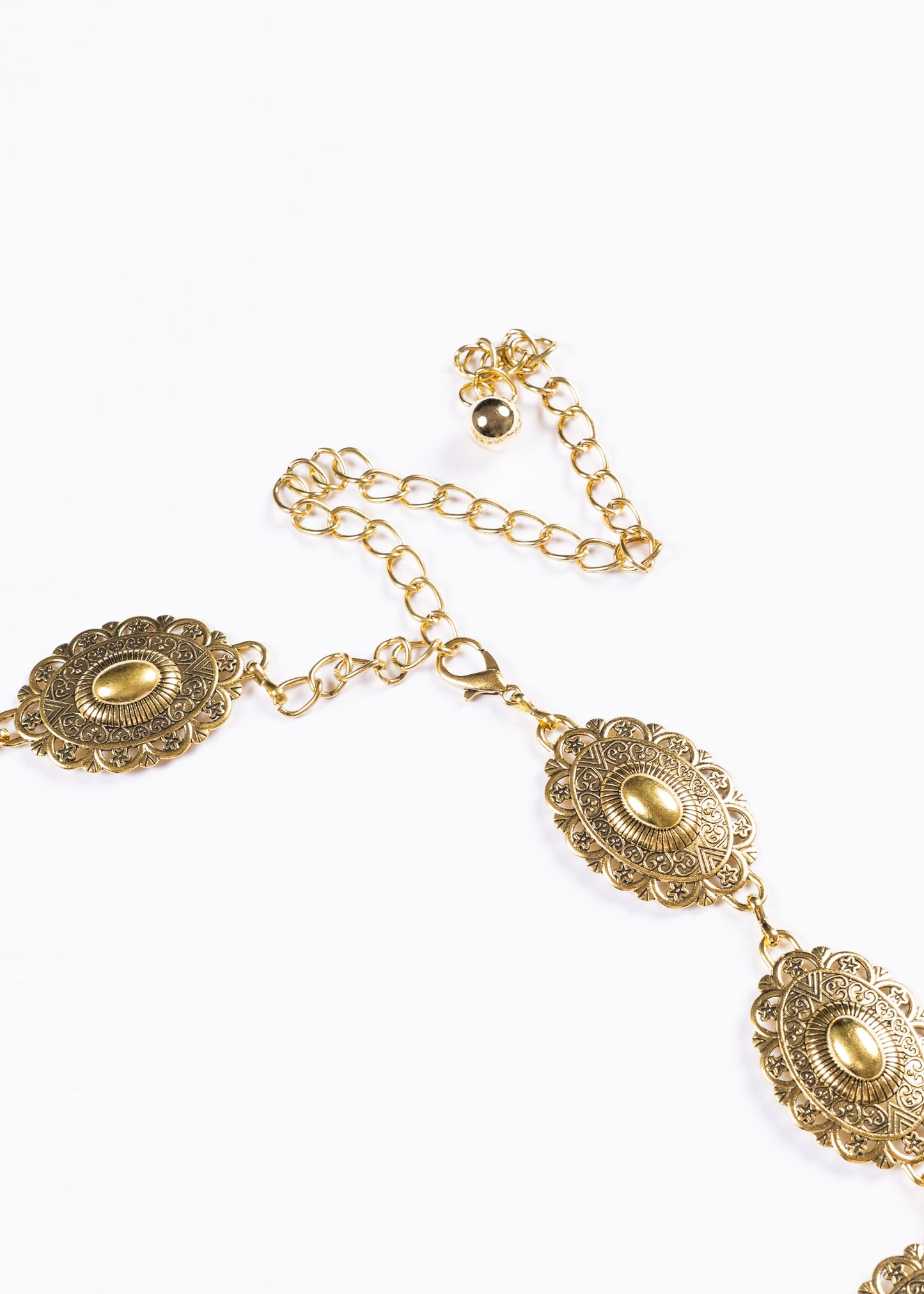 Cinto metal country vintage con cadenita - Dorado