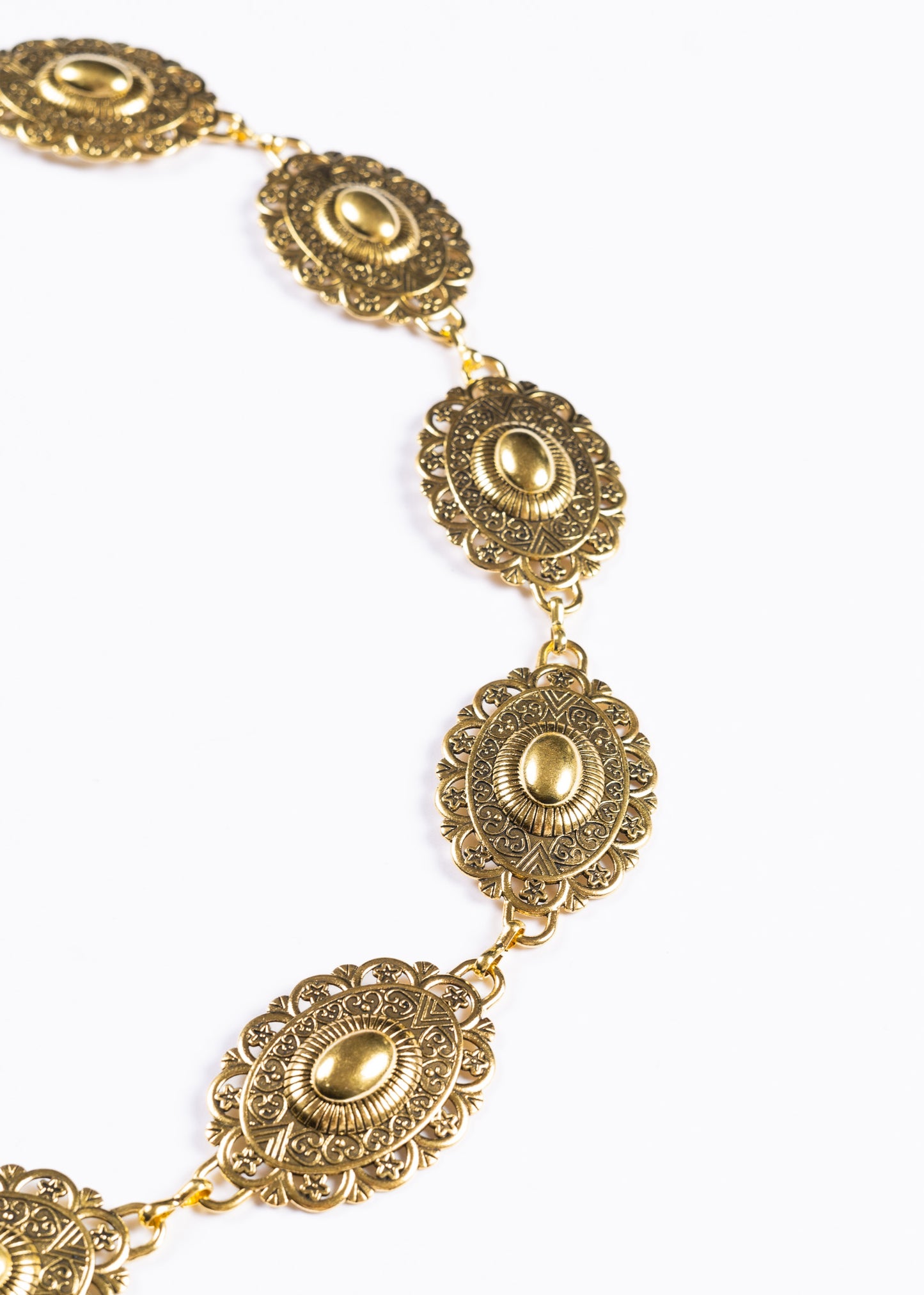 Cinto metal country vintage con cadenita - Dorado