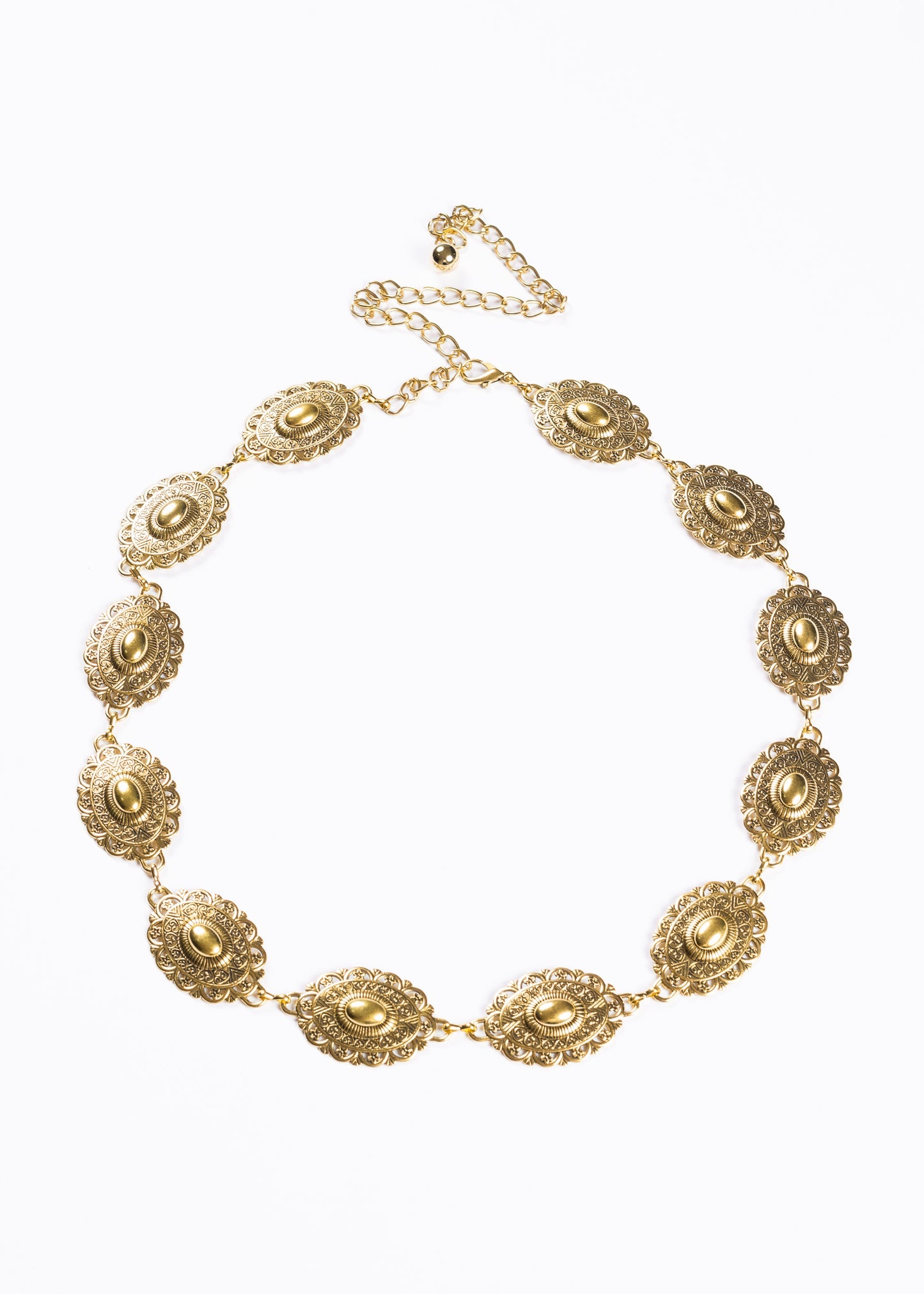 Cinto metal country vintage con cadenita - Dorado