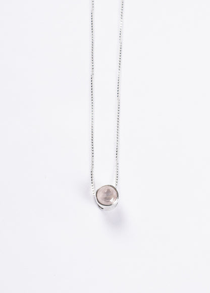 Cadena collar punto luz cuarzo rosa plata 925 - Amor