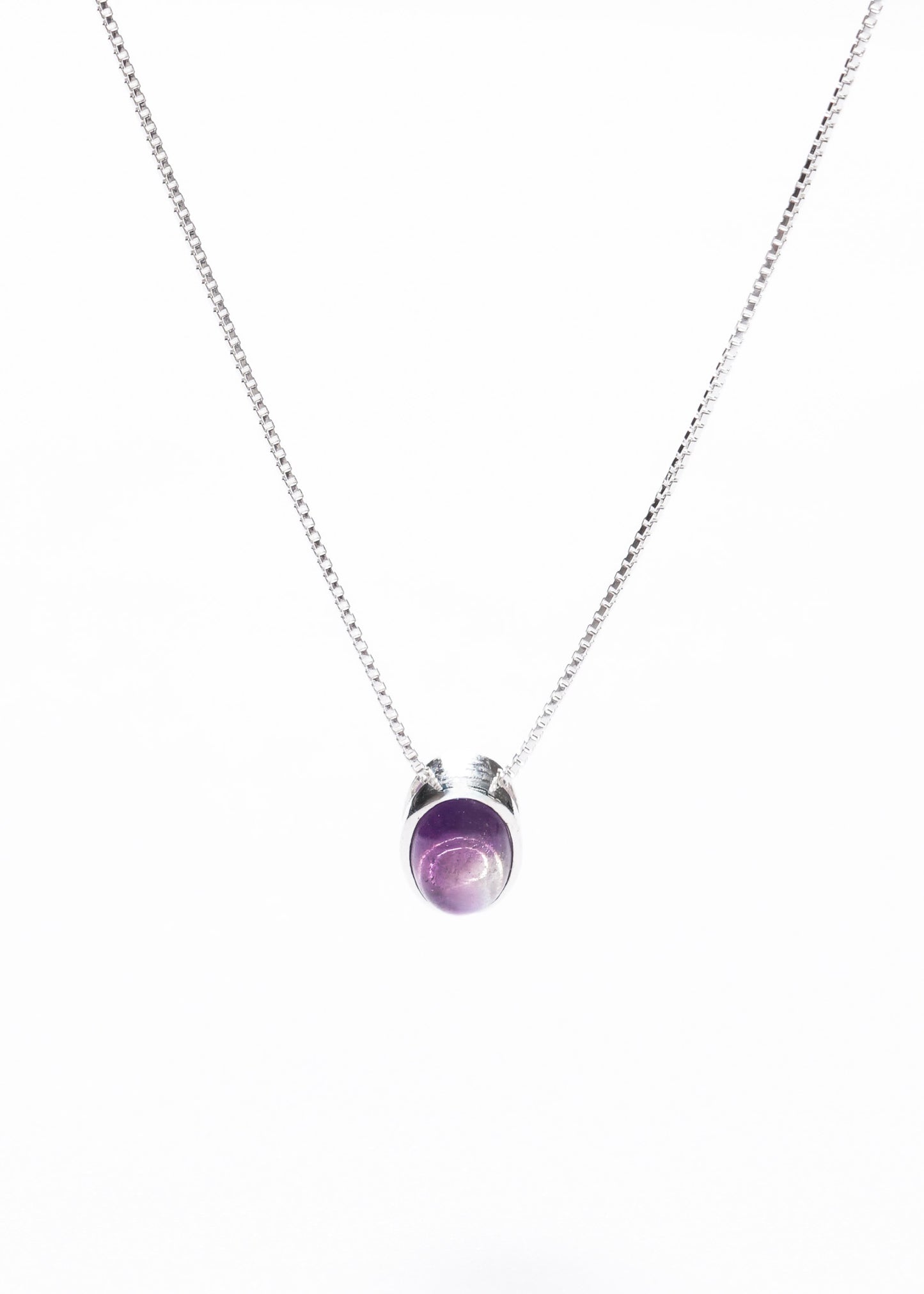 Cadena collar amatista oval plata 925 45cm - Transmutación