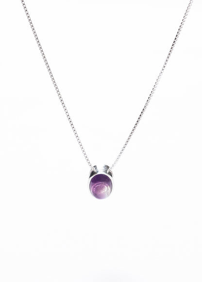 Cadena collar amatista oval plata 925 45cm - Transmutación