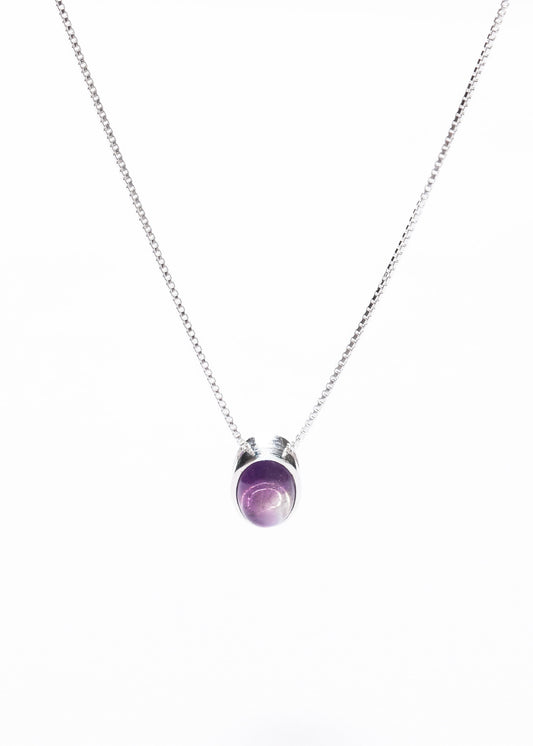 Cadena collar amatista oval plata 925 45cm - Transmutación