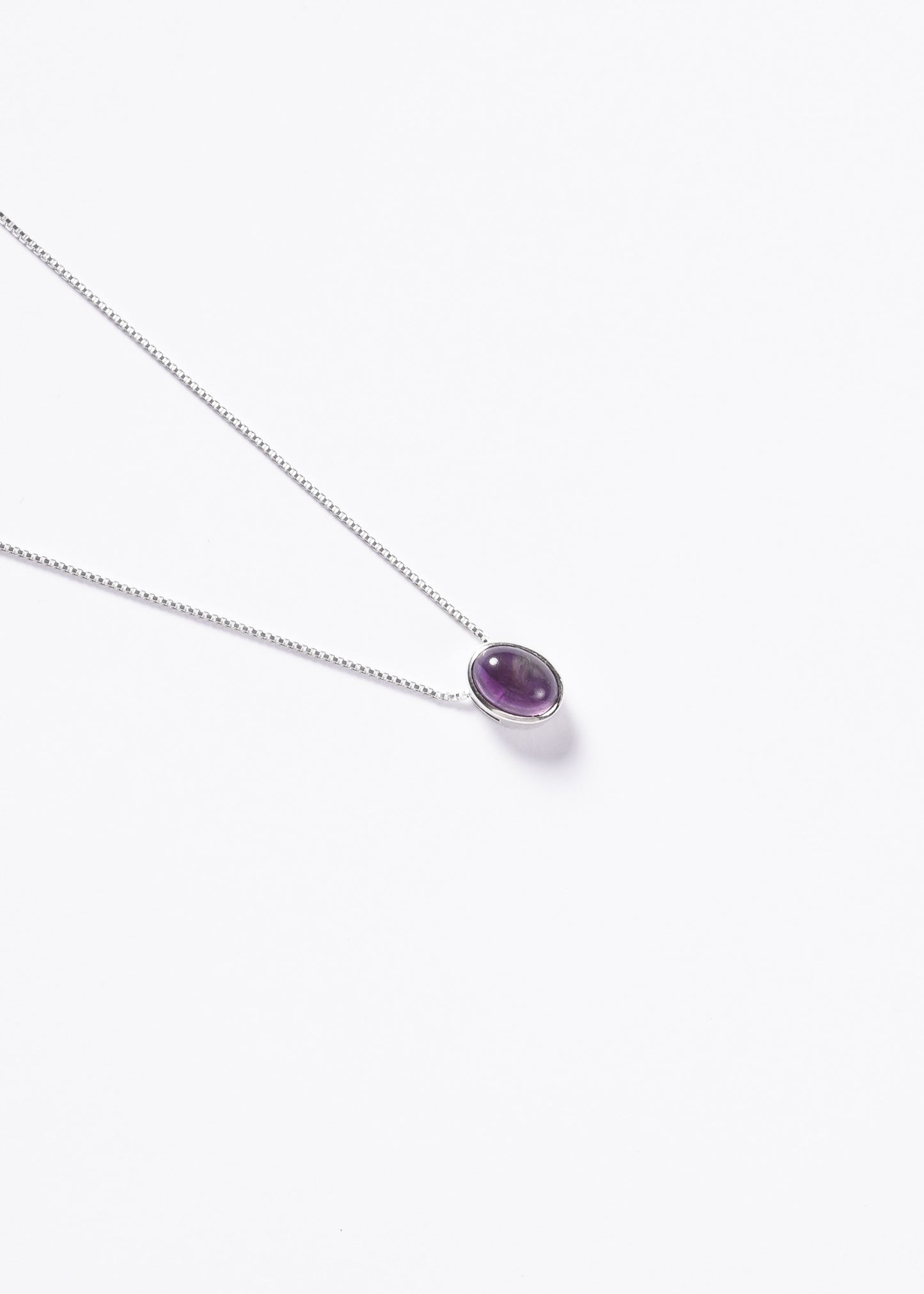 Cadena collar amatista oval plata 925 45cm - Transmutación