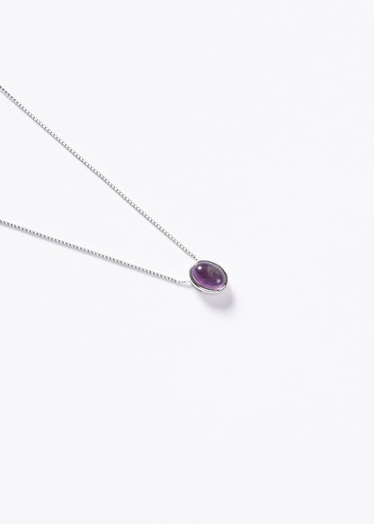 Cadena collar amatista oval plata 925 45cm - Transmutación