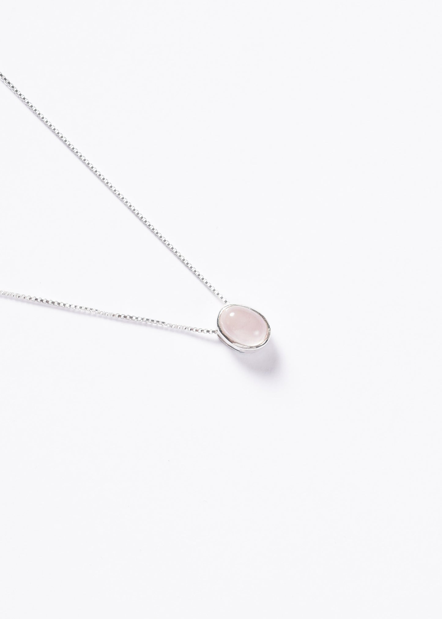 Cadena collar cuarzo rosa oval plata 925 45cm - Amor