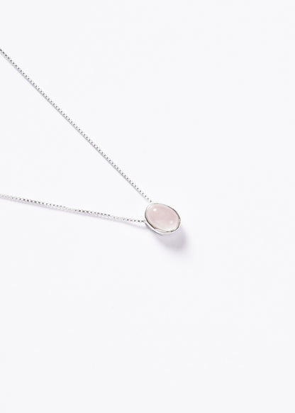 Cadena collar cuarzo rosa oval plata 925 45cm - Amor