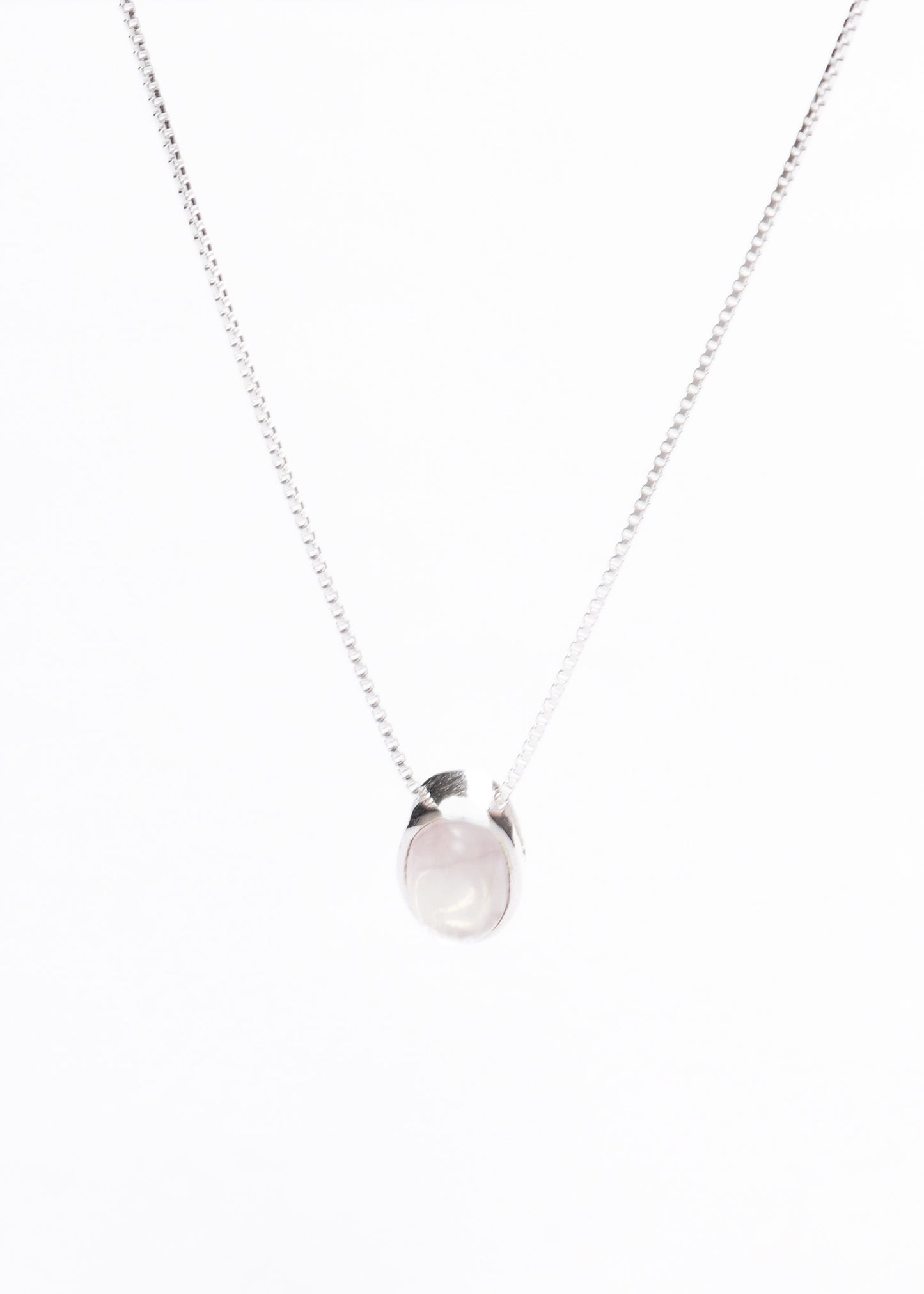 Cadena collar cuarzo rosa oval plata 925 45cm - Amor