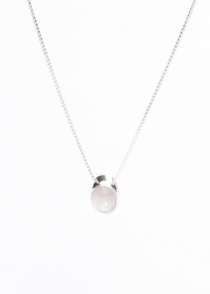 Cadena collar cuarzo rosa oval plata 925 45cm - Amor