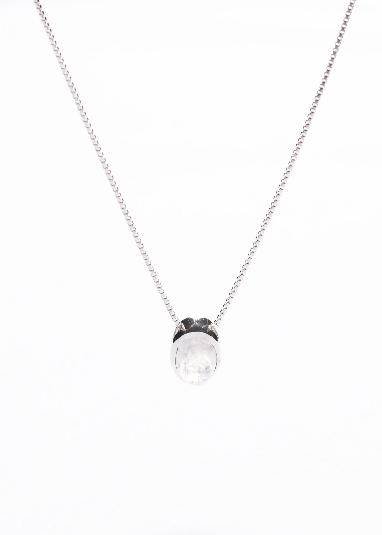 Cadena collar piedra luna oval plata 925 45cm - Feminidad
