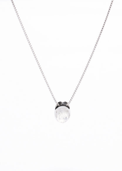 Cadena collar piedra luna oval plata 925 45cm - Feminidad