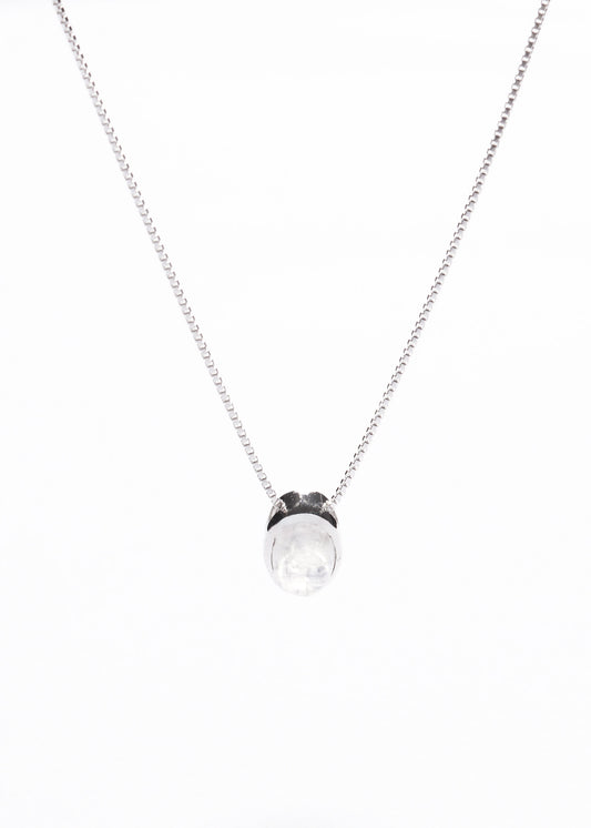 Cadena collar piedra luna oval plata 925 45cm - Feminidad