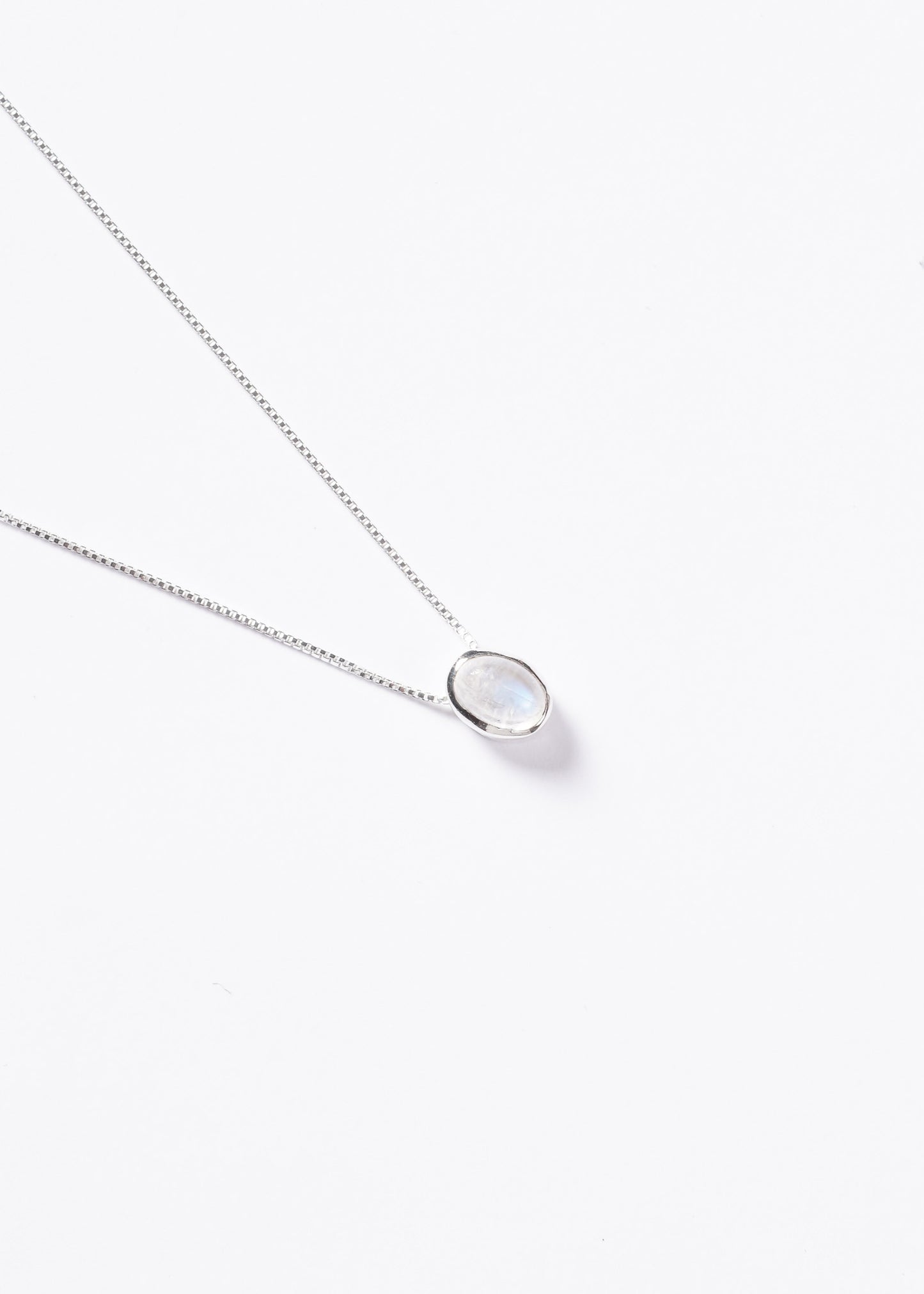 Cadena collar piedra luna oval plata 925 45cm - Feminidad