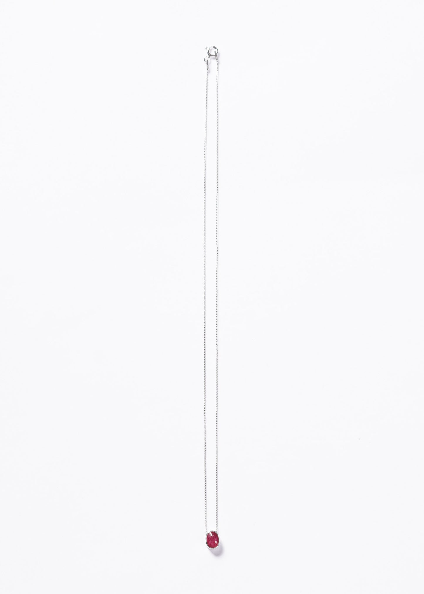 Cadena collar rubí oval plata 925 45cm - Amor y pasión