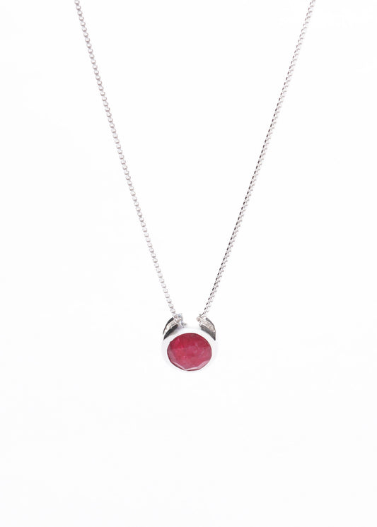 Cadena collar rubí redondo 8mm plata 925 45cm - Amor y pasión