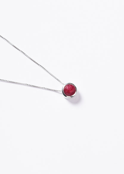 Cadena collar rubí redondo 8mm plata 925 45cm - Amor y pasión