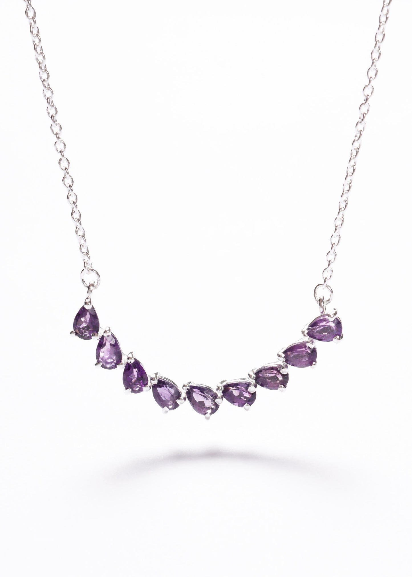 Cadena collar forcé con gotas de amatista plata 925 - Transmutación